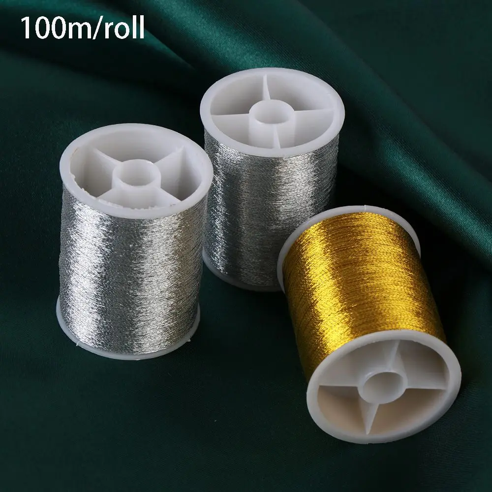 100 metres New Handmade Crafts Cross Stitch Embroidery Thread Sewing Machine gold wire