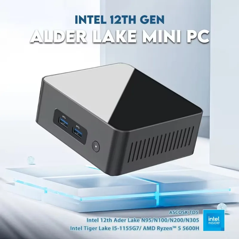 Small Office Mini PC TD5  N100 8GB DDR4 256GB M.2 Slot Support 4K 60Hz Dual Display Windows Mini PC for Business Metal Case