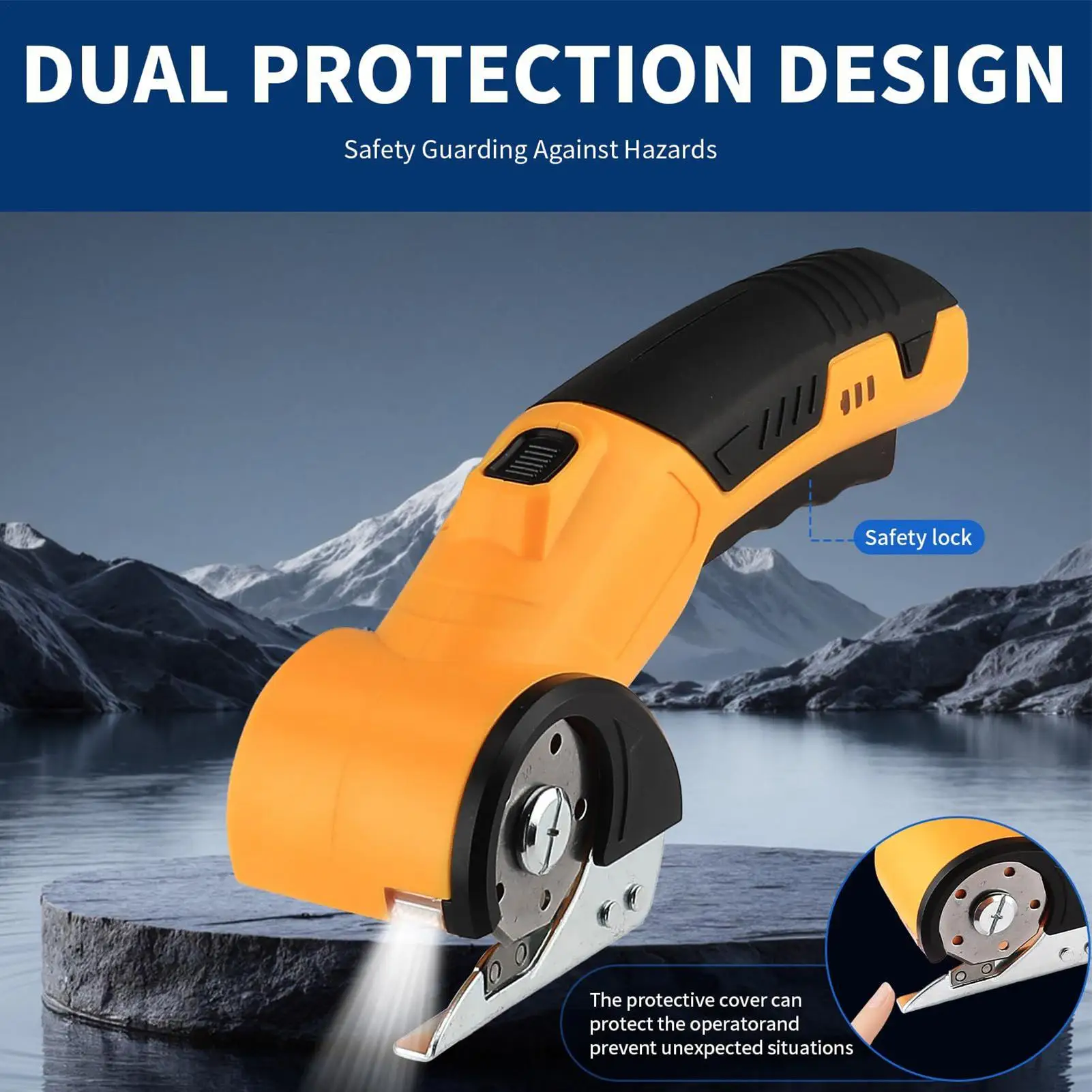 Cortador de papelão elétrico, 320rpm, ergonômico, mini caixa, com trava de segurança e luz led, tesoura elétrica rotativa de precisão para