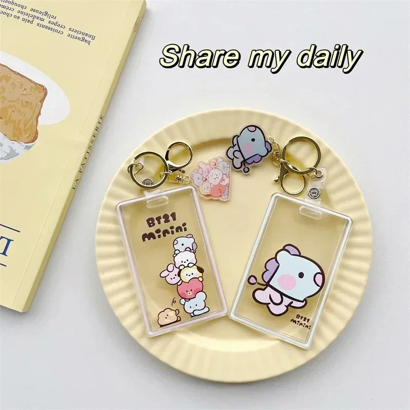 Kawaii Anime Bt21 Kpop Koya Cooky Card holder Chimmy Shooky Mang Rj Cute Cartoon Doll Id Credit Card Cover Sleeve Pendant Gift