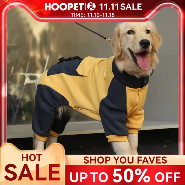 HOOPET Sporting Dog Jacket Four Feet Clothes for Dogs Labrador Retriever Golden Retriever Autumn Big Dog Coat with Zipper Warm