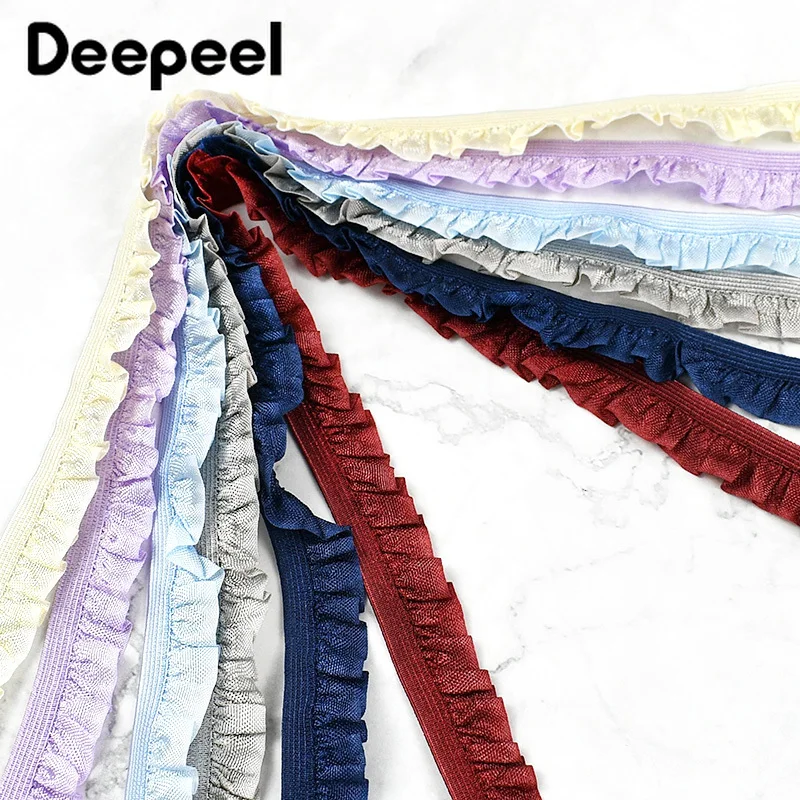 

20/45Meters 15mm Ruffle Elastic Rope Lace Trim Hairband Rubber Band Dress Clothes Decor Stretch Ribbon Crafts Sewing Accessories
