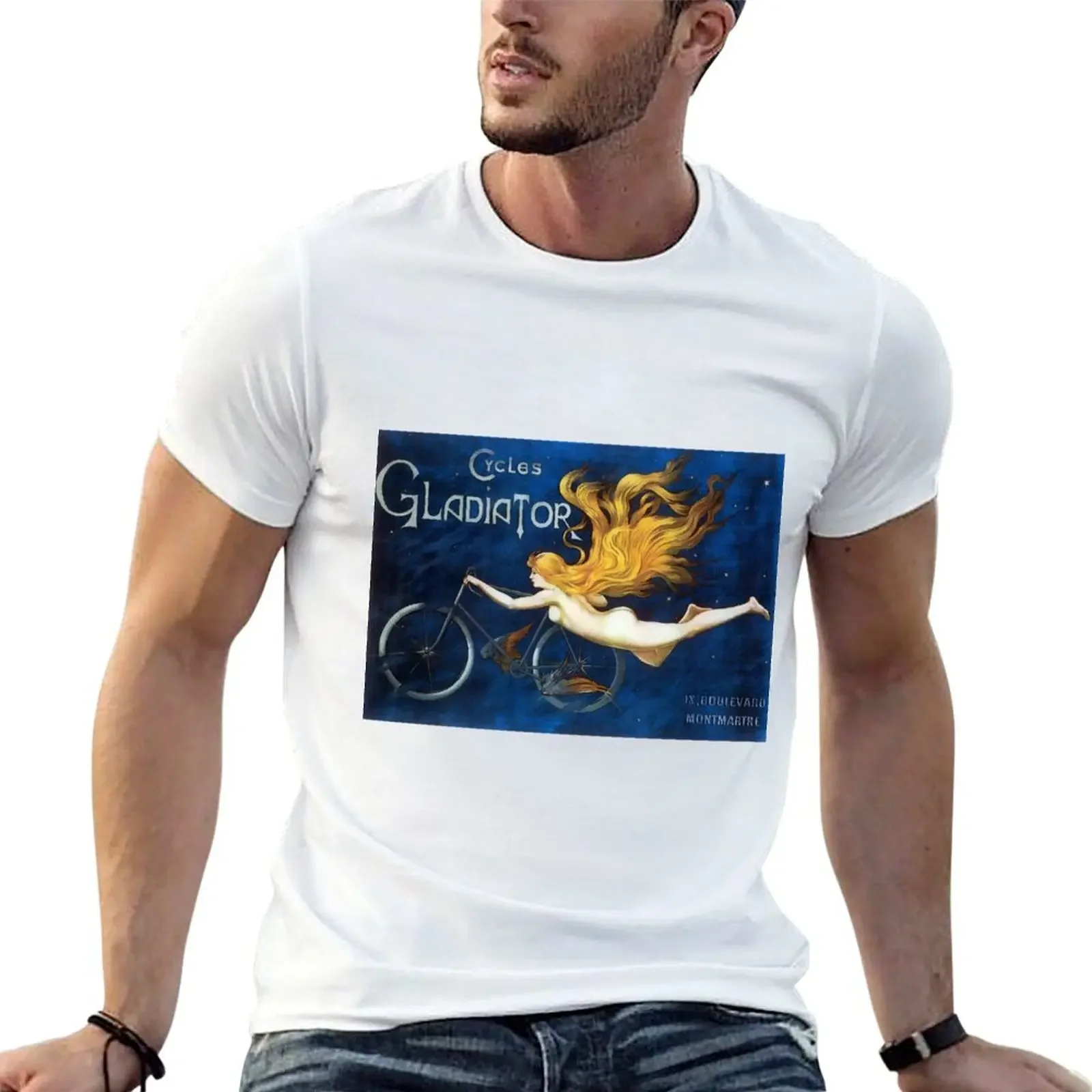 Vintage Art Nouveau Bicycle Poster T-Shirt sports fans korean fashion shirts men graphic