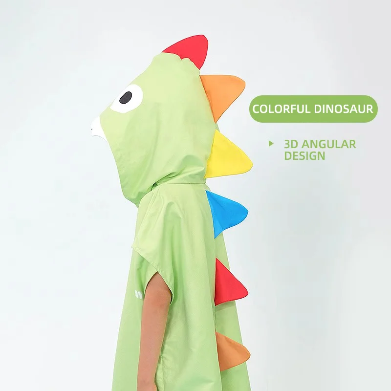 AquaPlay Beach Poncho for Children Quick Drying Beach Blanket Swim Towel Hoodie Wetsuit Cloak Swimming Dinosaur Cartoon style