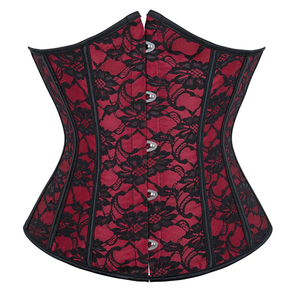 

Women Gothic Sexy Underbust Corset Waist Cincher Vintage Lace Floral Body Shaper Bustier Corselet Top