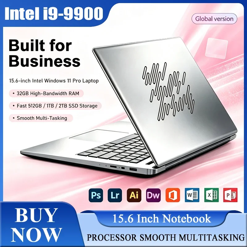 2026 New 15.6'' Laptop Intel Core I9-9900 32GB 2TB Gaming PC Ultra Slim Office Study Computer PC Windows 11 Pro 1920*1080 HD