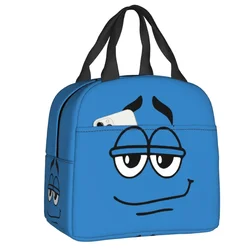 Cartoon Chocolate Blue Candy Faces Thermal Insulated Lunch Bag Women Lunch Box for Work School Multifunction Food Tote Bags