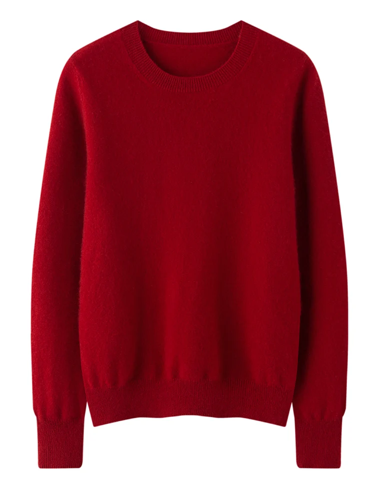 TLOML 신상 여성용 100% 캐시미어 스웨터 O넥 긴팔 풀오버 가을 겨울 부드럽고 따뜻한 기본 캐시미어 니트웨어 편안한 상의