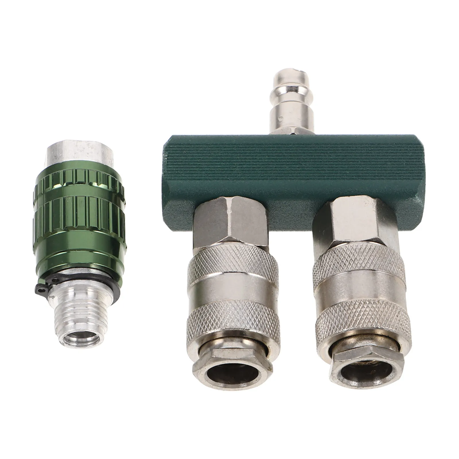 

Air Hose Connectors 2-Way Straight Manifold Splitter Compressor 2 Couplers 14Pt Male Plug Quick Connect Socket Fitting Pneumatic