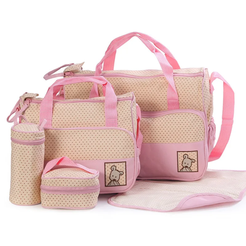 Mummy Bag Multifunctional Mother Bag Huayao Cloth Five-piece Set Mummy Bag 5-piece Set Portable Backpack