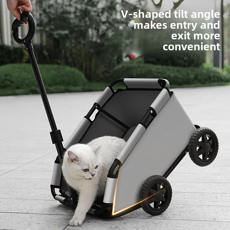 Foldable Pet Stroller Lightweight Dog Cat Trolley For Outdoor Travel