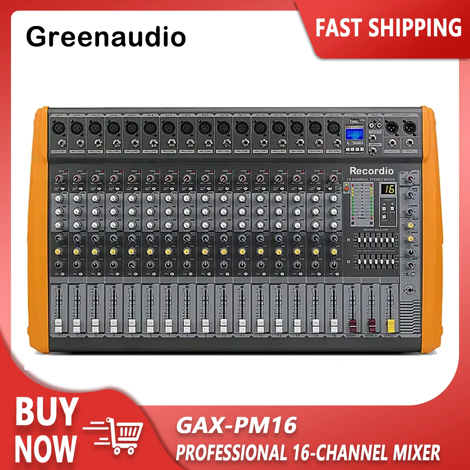 GAX-PM16 Professional 16-Channels Audio Mixer Powerful 7-band Equalization Audio Mixer With USB Switch For Karaoke Stage KTV