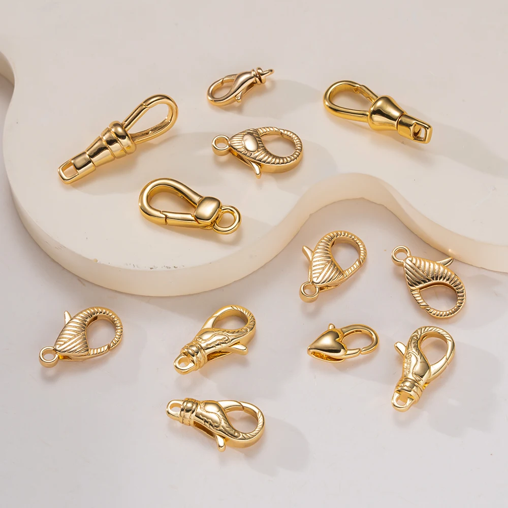 2 Stück 18K Gold Karabinerverschlüsse, Hochwertige Unregelmäßige Herzverschlüsse, Haken, Verbinder für DIY Ohrringe, Halsketten, Schmuckherstellungsmaterialien – Detail 11