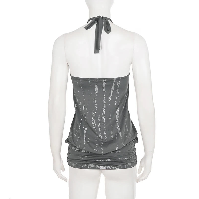 SUCHCUTE Vintage O-Ring Halter Tube Top für Damen, ärmelloses, schmales Cami-Top im Y2K-Stil für Club, Party, Streetwear, schicke Weste – Detail 6