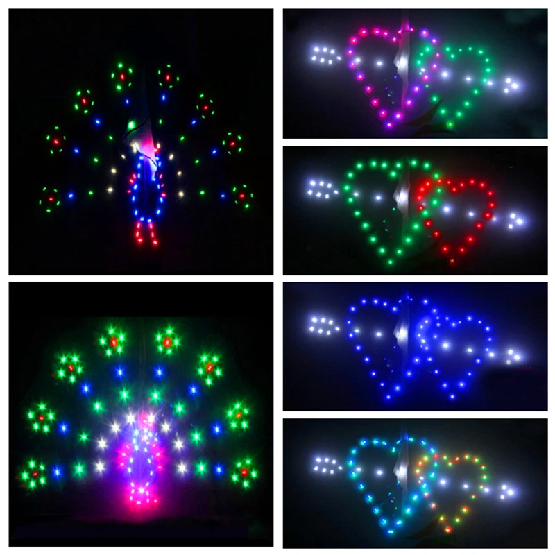 

free shipping peacock spread wings led kite 5sqm 468p led lamp night flying delta kite vlieger fun toy flux battery breeze door