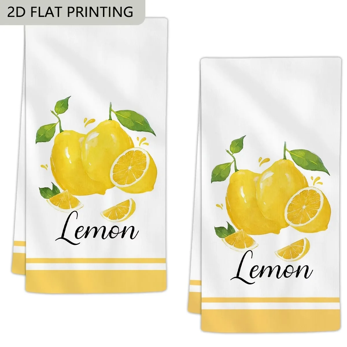 2-Pack of Rustic Towels with Yellow Lemon Letter Print, Dish Towels, Hand Towels, Modern Art Kitchen Decor Towels, Neighbor Gifts, Sweet Housewarming Gifts for Friends, Mom Gifts, Friend Birthday Gifts. Spring/Summer Theme