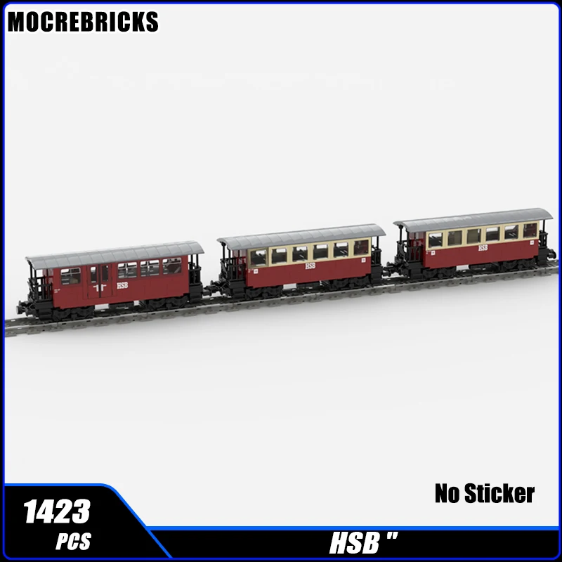 German Railway Carriage Train HSB Passenger Steam Locomotive MOC Building Block Assembly Model Sets Puzzle Kids Bricks Toys Gift