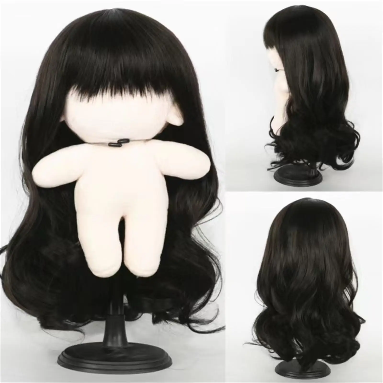 Luxurious Black Curls Doll Wig - Premium Quality Hairpiece for Dolls