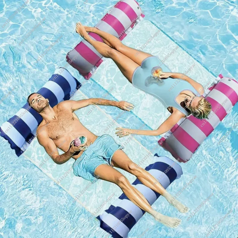 Inflatable Floating Water Hammock Lounge Chair, PVC Two-Tube Floating Bed for Pool Beach Adult Swim Toys Portable Float Mat