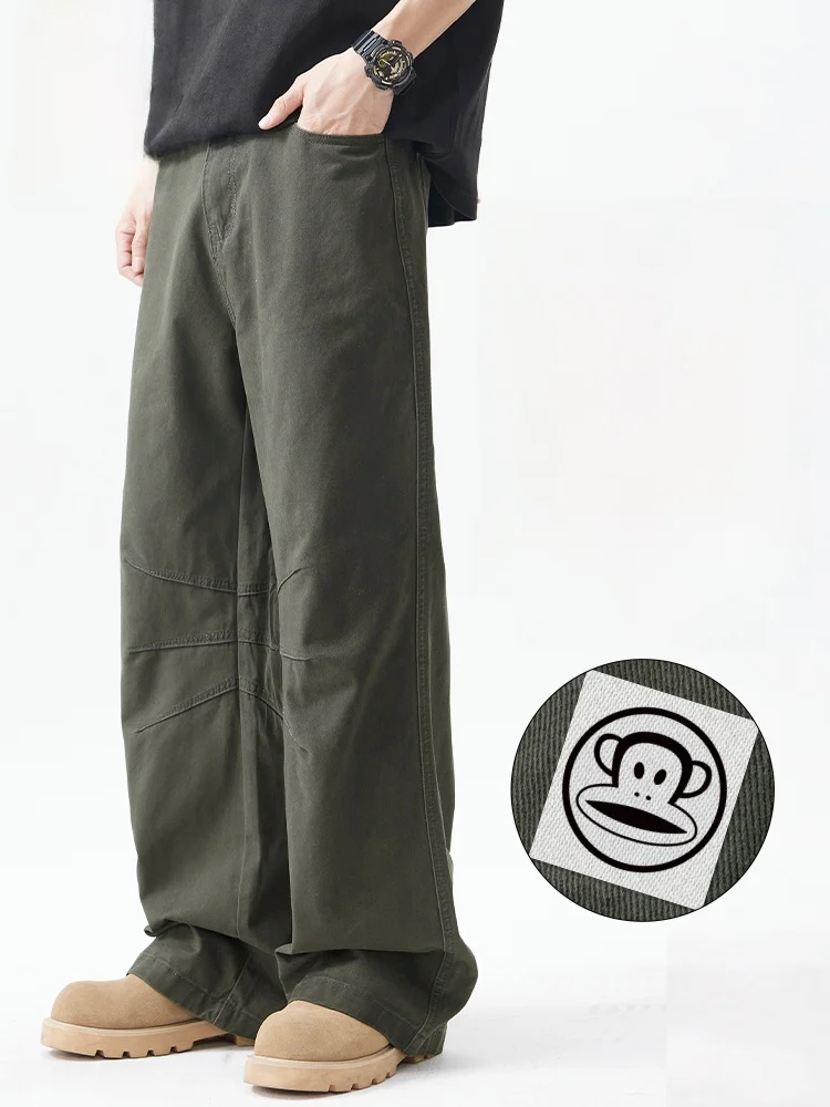 

PaulFrank Pure Cotton Straight Leg Trousers Men's Casual Workwear Loose Fit Comfortable Straight Pants Autumn 2025