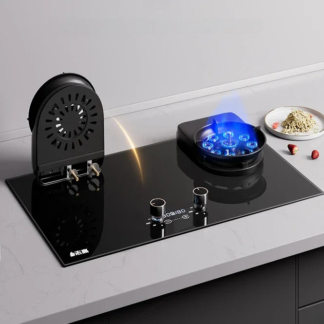 Household gas stove double stove anti-dry burning natural gas flip-top embedded fierce fire stove desktop cooktop gas cooker