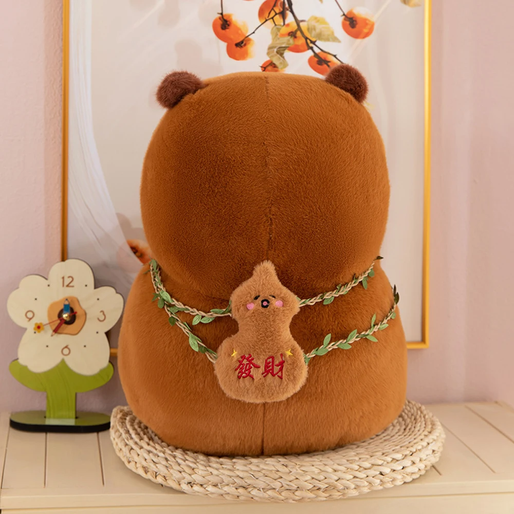 الإبداعية لتكون غنية كابيبارا رقيق القرع على ظهره كابيبارا القطن دمية الحيوان البني كابيبارا محشوة دمية غرفة ديكور #2