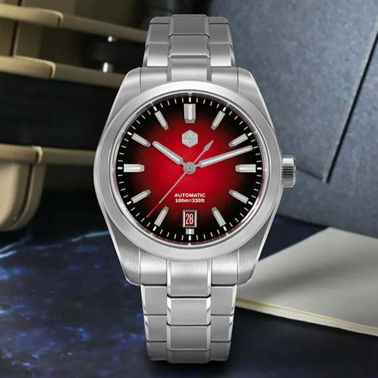 

Мужские автоматические часы San Martin, роскошные, 39 мм, механические, водонепроницаемые до 10ATM, с люминесцентным градиентным циферблатом BGW-X1 "JianZhan" Gada, механизм Miyota 9015