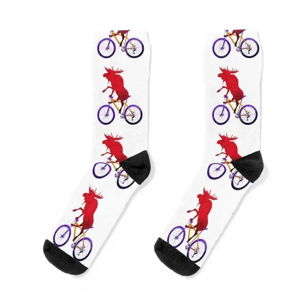 

Mountain Bike Moose Socks cute gym Christmas Stockings man Ladies Socks Men's