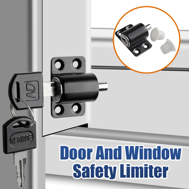 1/3PCS Sliding Window Patio Screw Door Lock Key Push, Safety Protection Antitheft Door Window Security Lock Catches Set