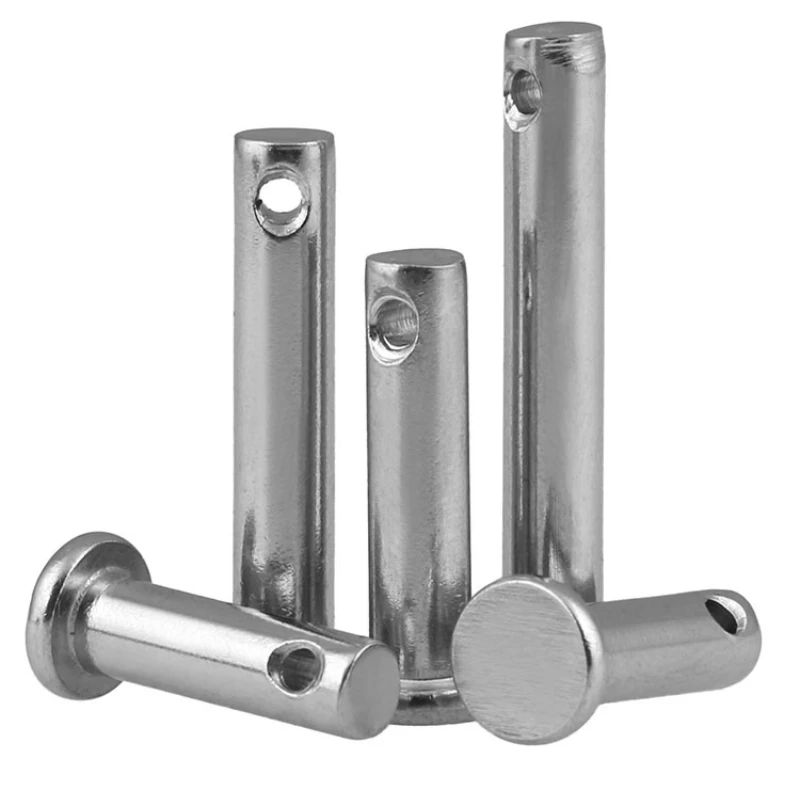 304 Stainless Steel GB882 Flat Head Clevis Pins, M3‑M12 Cylindrical Pin With Hole Mechanical Fastener