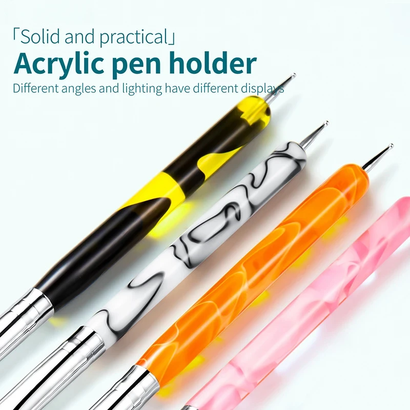 1/4/6Pcs Dual Ended French Nail Art Brush Set Dotting Pen UV Gel Polish Builder Gel Nylon Bristles Acrylic Handle Manicure DIY