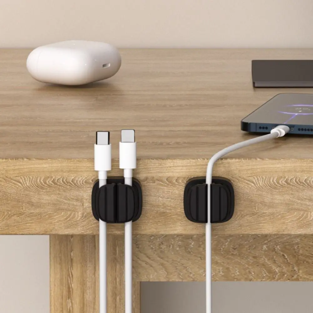 1/3Pcs Self-adhesive Cable Organizer 3 Slots Desktop USB Data Wire Winder Organizer Tidy Management Charging Cable Clips