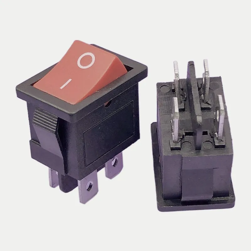 Interruptor Rocker Delicado com LED, KCD1-104, AC 250V, 6A, 4 pinos, vermelho, ligado, desligado, I, O, SPST, Snap no Mini Barco, 10 Pcs/Lot