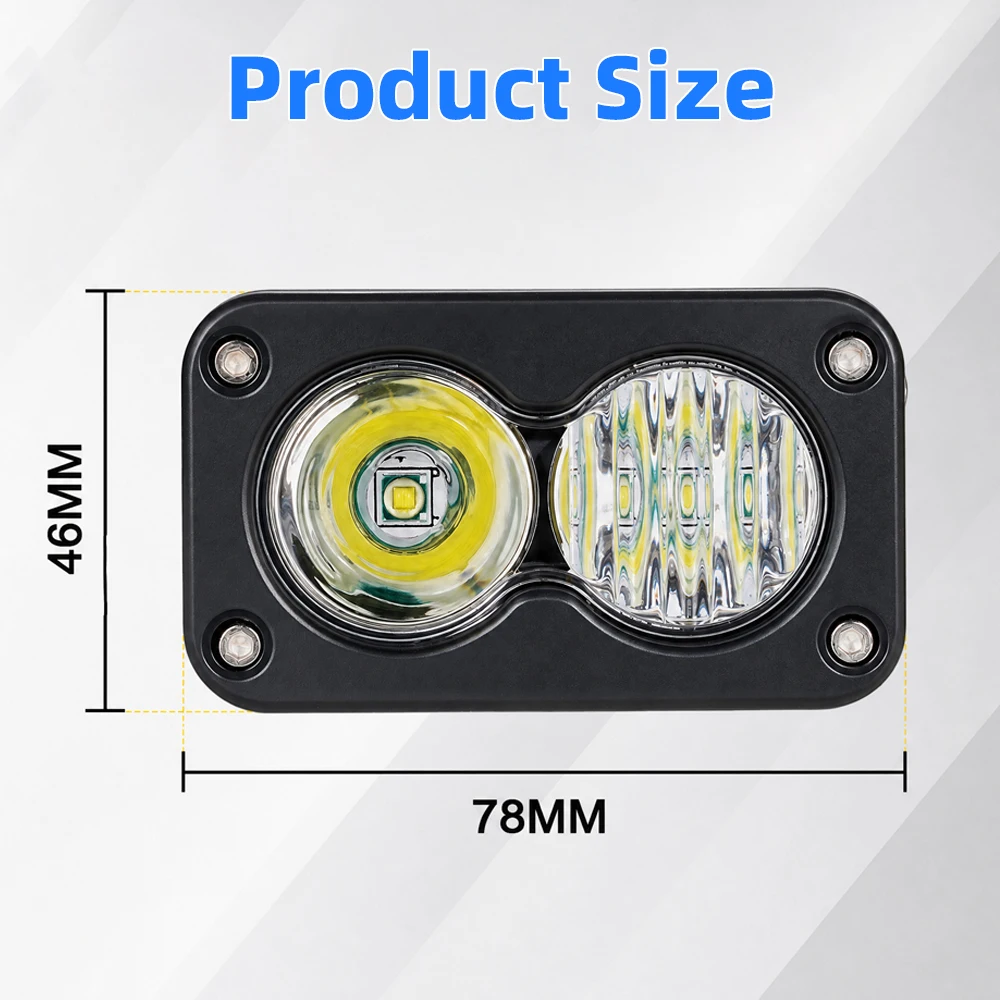 3Inch LED Spotlight For Ridstar Q20 Headlight Waterproof Plug N Play White Yellow Light Electric Dirt Bike E-bikes Accessories