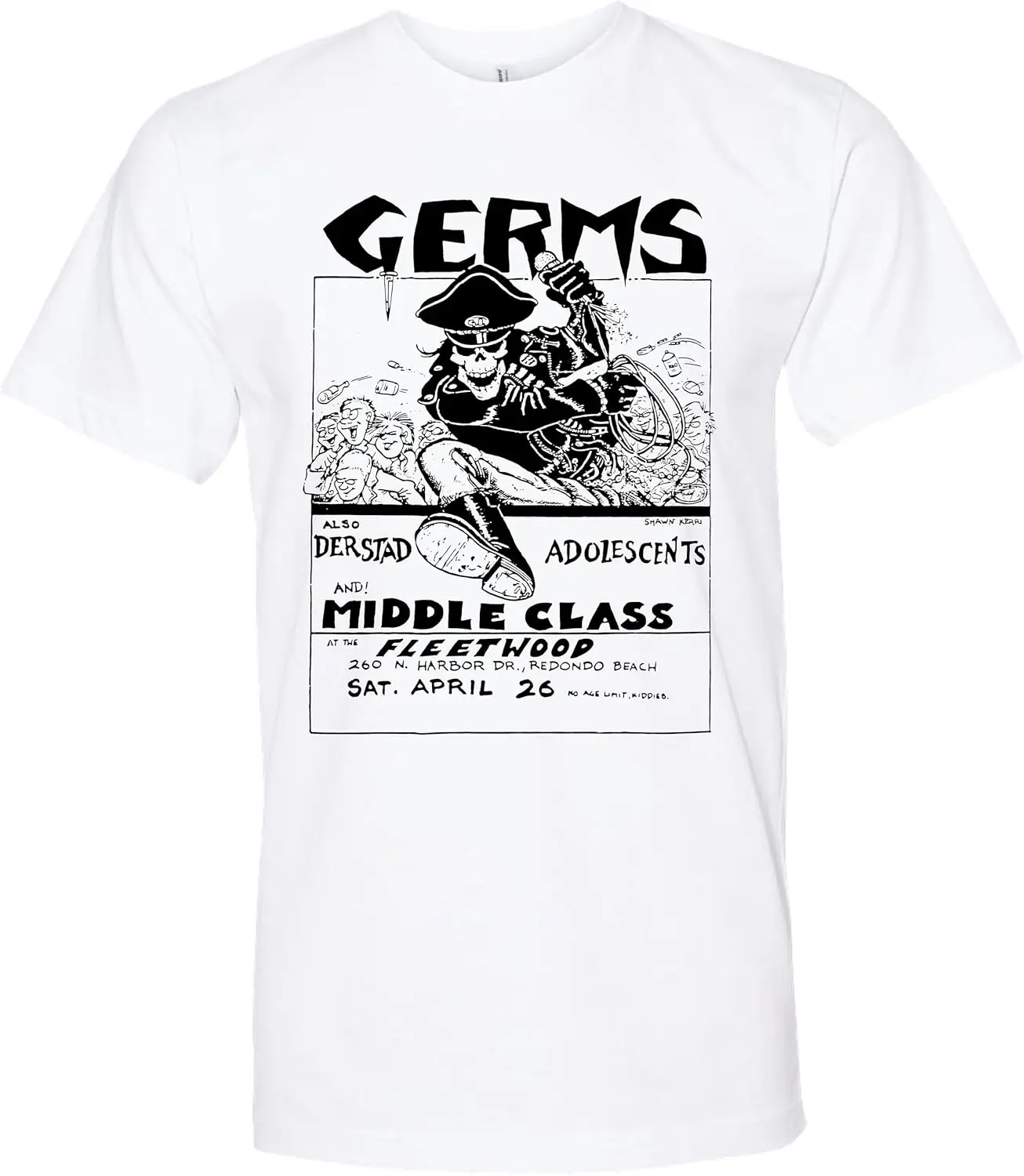 Rare Vintage Germs Punk Rock Concert Flyer t Shirt  Hip Hop Vintage Tee Shirt Unisex