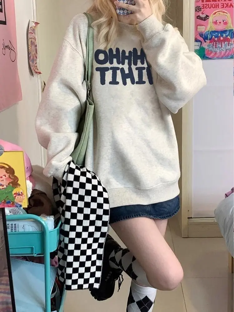 여성용 스웨트셔츠 겨울 폴로레스 크롭 블랙 그런지 핑크 알트 의류 2000년대 풀오버 히메카지 탑 여성 가을 한국 Y2K