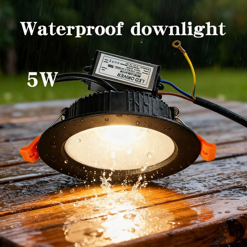 

5W 3-inch Waterproof LED Downlight Recessed, High Brightness, IP65 for Indoor Ceiling & Outdoor Doorway/Eaves, 110V/220V/12V/24V