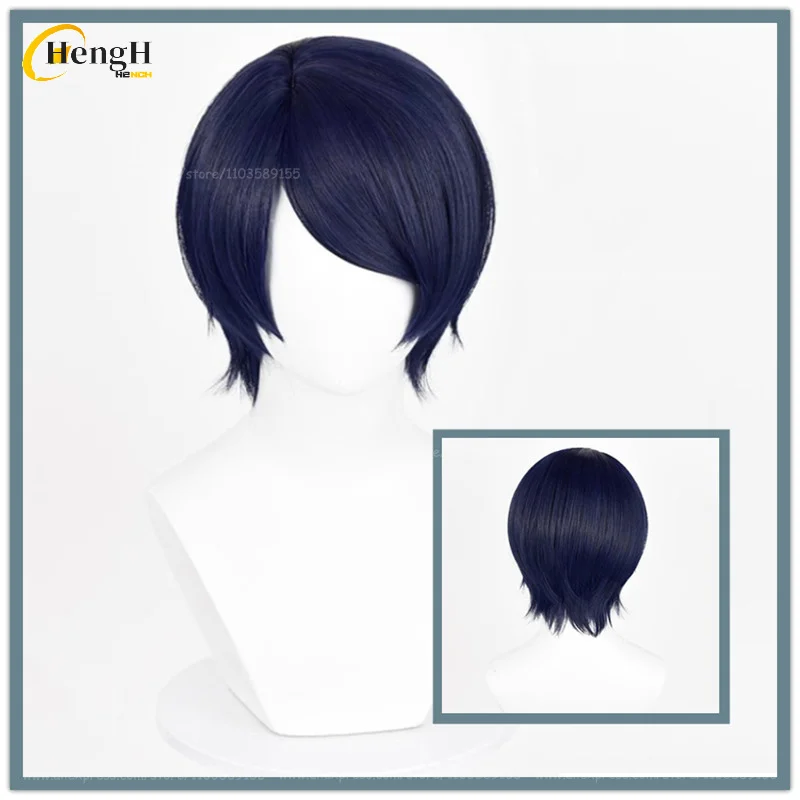 

In Stock Game P5 Yusuke Kitagawa Synthetic Hair Short 29cm Blue Black Cosplay Anime Wig Heat Resistant Hair Party Wigs + Wig Cap