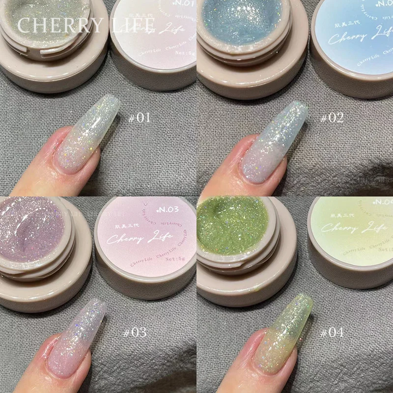 4 cores Glitter Rosa Verde Azul Brilhante Nail Gel Luxo Nail Art Flicker Nail Gel Polonês UV Gel Acessórios para unhas Manicure Decor