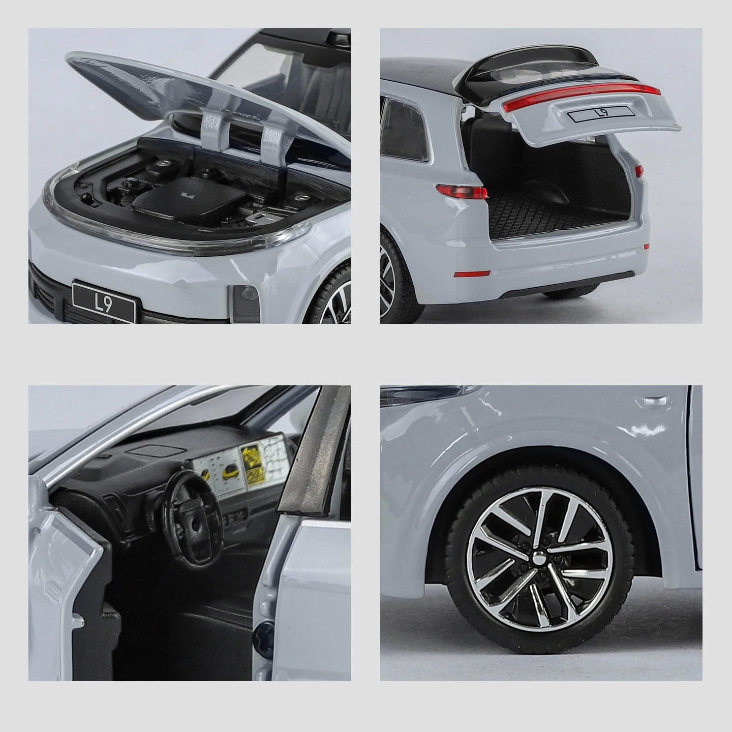 โมเดลรถอัลลอยด์ LEADINGIDEAL Li Auto L9 SUV ขนาด 1:32 พร้อมเสียงและไฟ มีระบบดึงกลับ ของเล่นสะสมสำหรับเด็ก ของขวัญวันเกิด