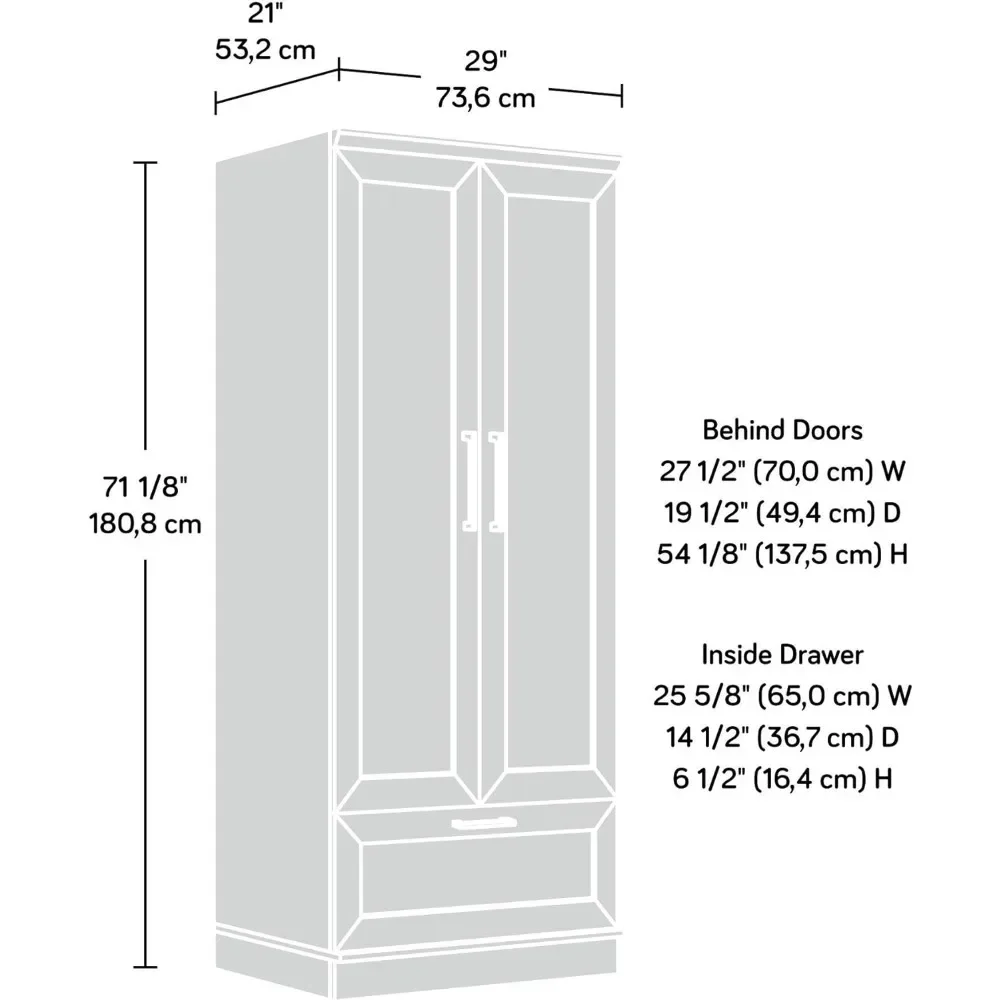 Armarios de armario/despensa, L: 29,06 "x W: 20,95" x H: 71,18 ", acabado blanco suave, estante ajustable para opciones de almacenamiento flexibles
