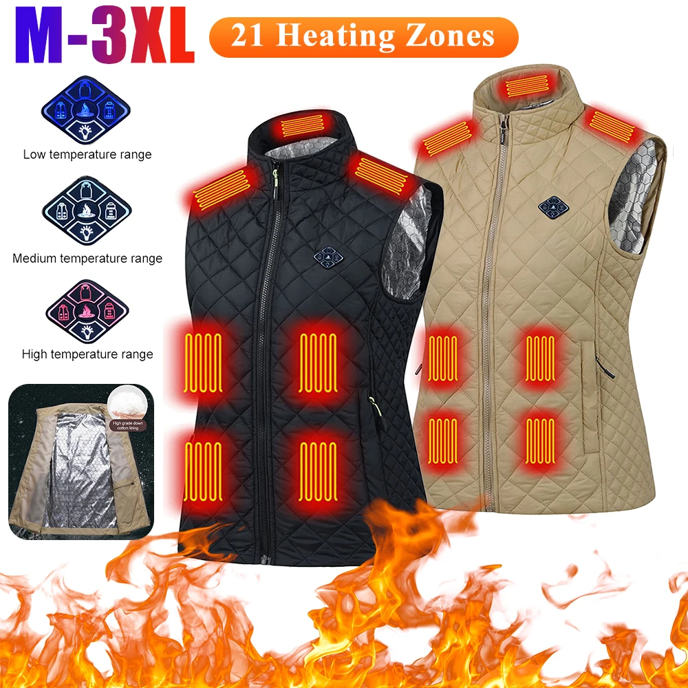 

21 Heating Zones Usb Heated Vest Electric Heated Jackets Sportswear Heated Coat Winter Waistcoat For Women Ski Warm Clothing