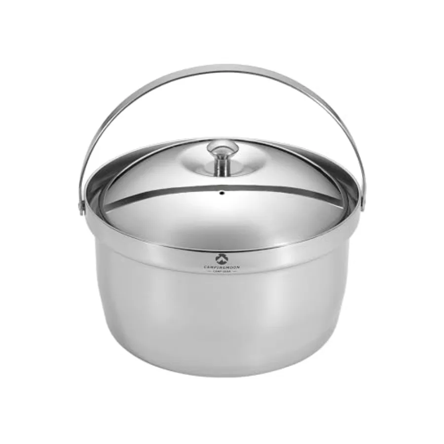 

3.0L Camping Cooking Pot 3-ply Stainless Steel IH Compatible Rice Cooker for Outdoor Cooking Black