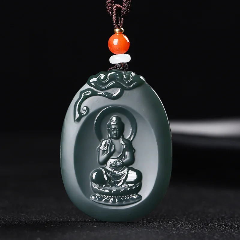 

Hetian Jade Buddha Pendant Twelve Zodiac Men and Women's Tower Jade Fine Material Couple Pendant Necklace Year of Birth