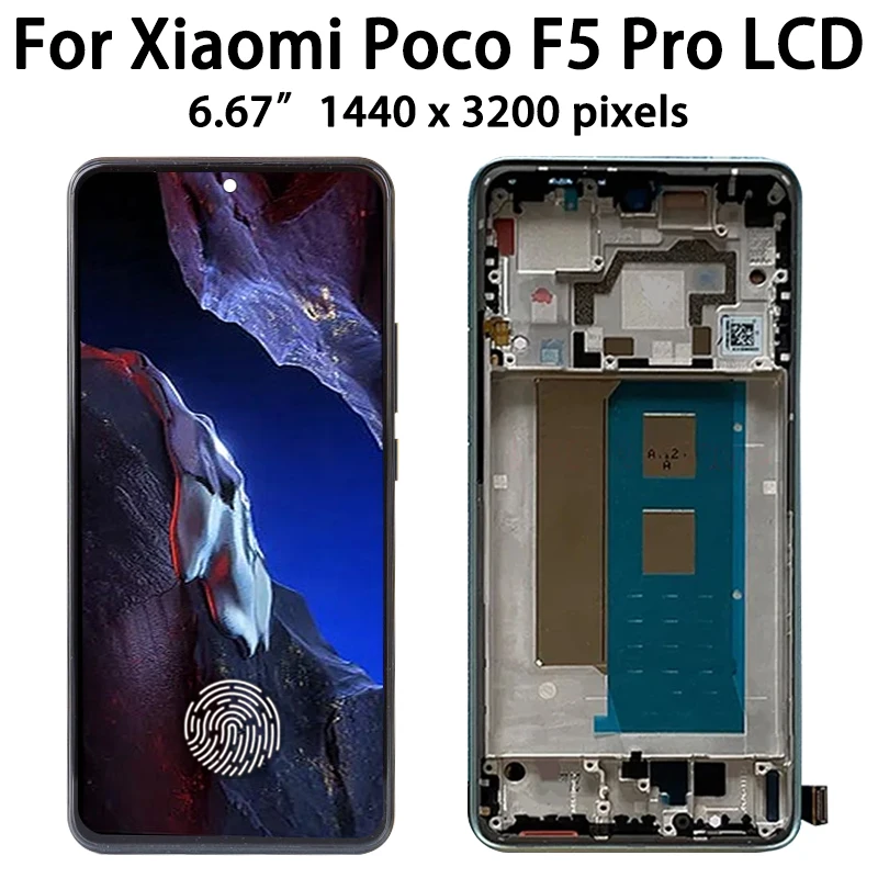 Pantalla Lcd AMOLED de 6,67 pulgadas para móvil, montaje de digitalizador con pantalla táctil Digital con huella dactilar para Xiaomi Poco F5 Pro F5Pro 23013PC75G