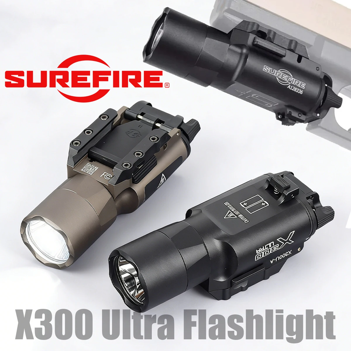 NONE Taktische Surefire X300 Ultra Scout Light XH35 Dual Switch X300V IR SF X300U LED-Taschenlampe für GLOCK 17 19 CZ-75 Jagdlampe