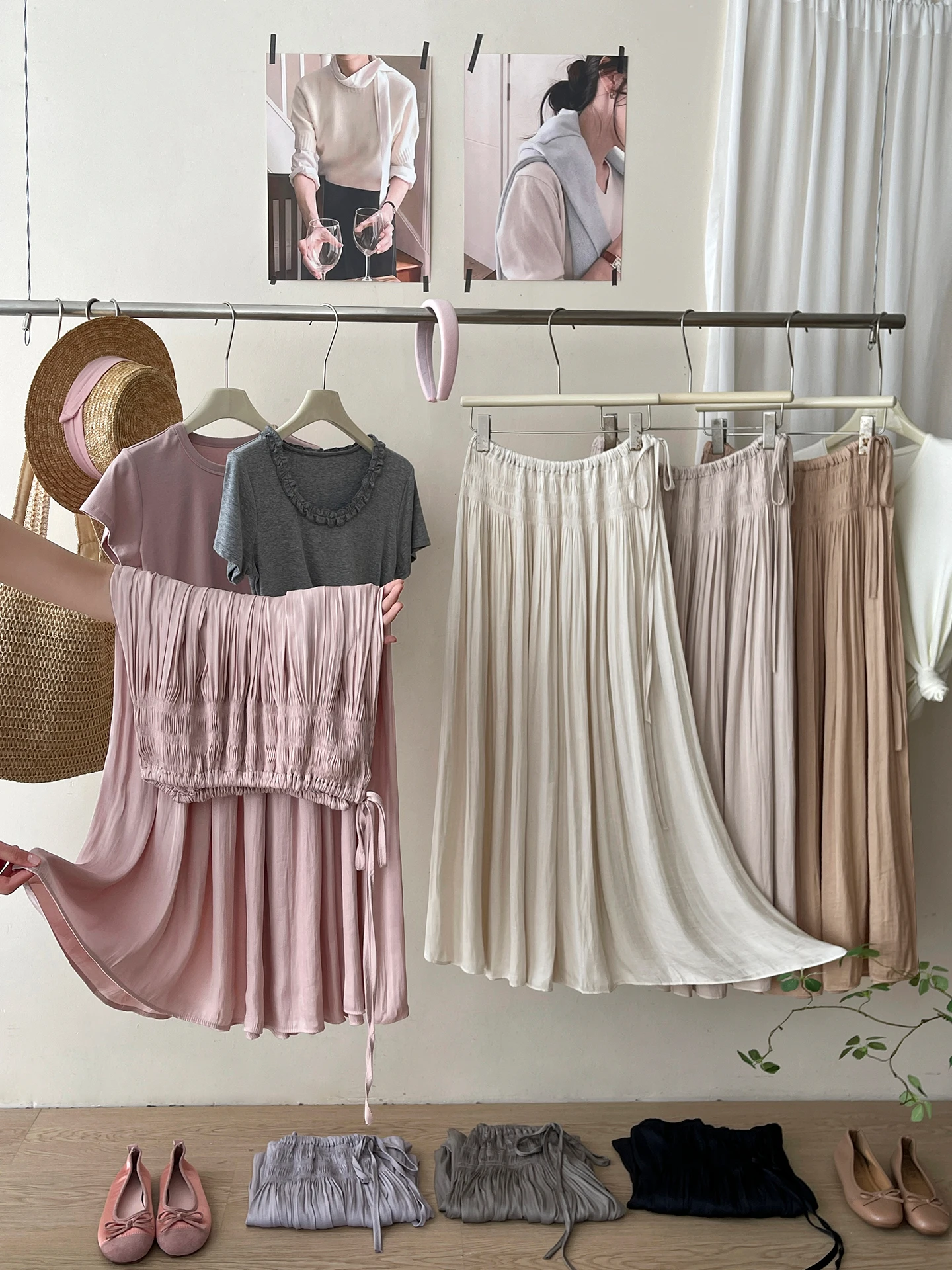 Elegant Drawstring Island Ice Silk Satin Half Skirt Women Summer Gentle Holiday Style Maxi A-Line Umbrella Skirt