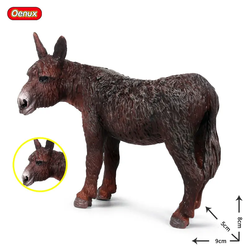 Oenux floresta animais selvagens burro figura de ação modelo cena fazenda decoração estatuetas coleção educação brinquedo para crianças presente