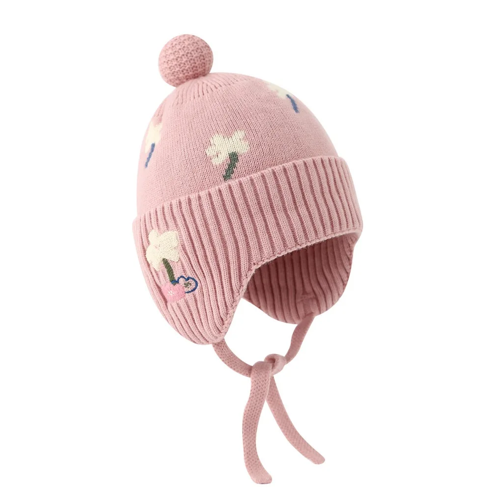 

Fleece Lining Winter Baby Crochet Hat Soft Windproof Toddler's Plush Knitted Cap Thermal Thickened Kids Ear Protection Hat