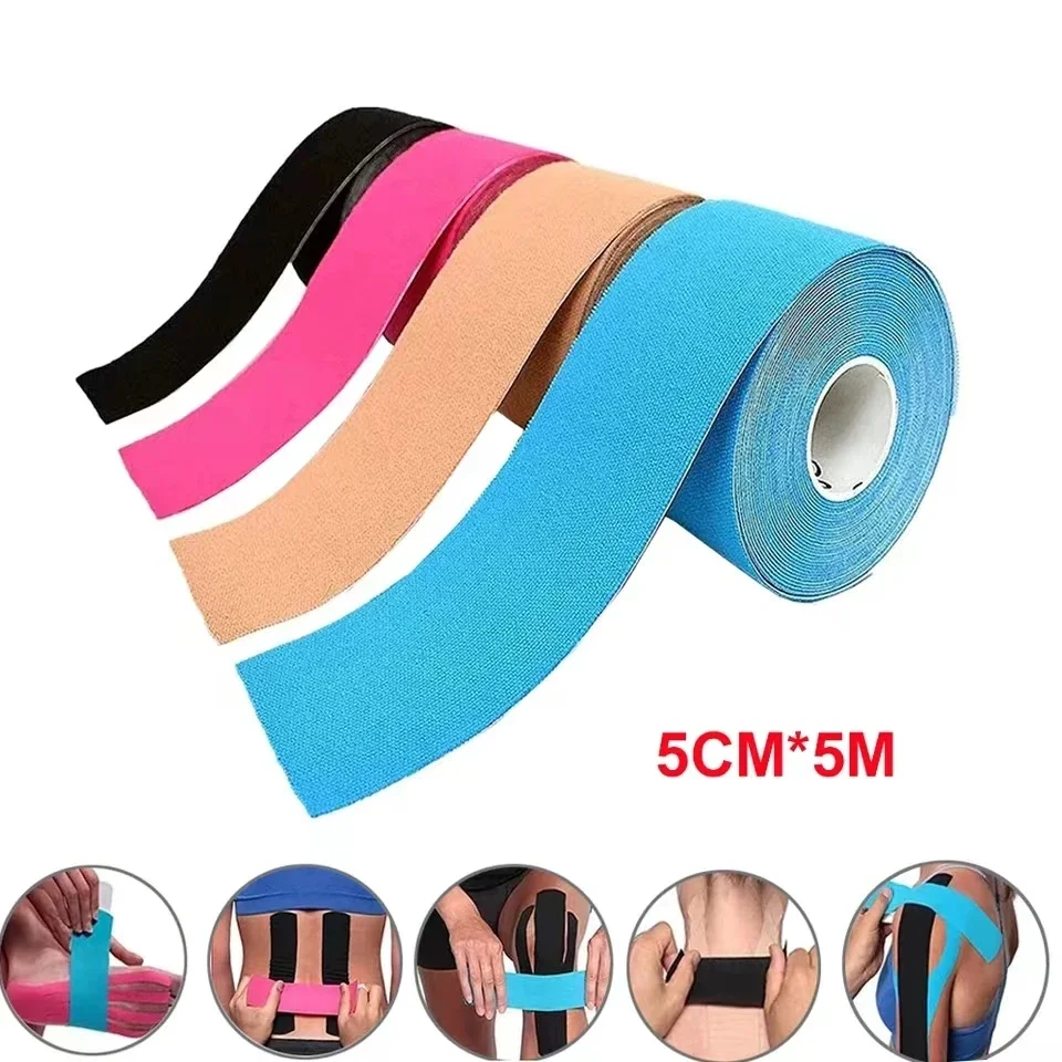 

5cm*5m Sport Kinesiology Tape Athletic Elastic Kneepad Muscle Pain Relief Knee Taping Fitness Running Tennis Swimming